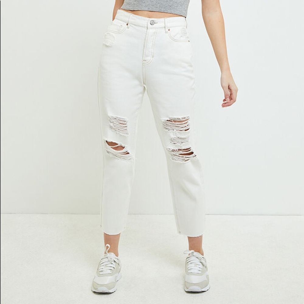 White High Waisted Straight Leg Jeans from PacSun